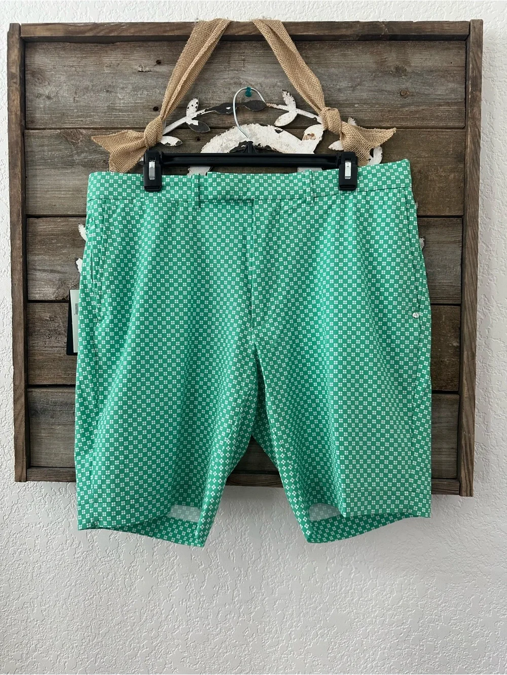 Ralph Lauren RLX Men's Green Micro-Pattern Tailores fit Golf Shorts 34‎ NWT